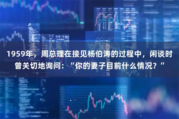 1959年，周总理在接见杨伯涛的过程中，闲谈时曾关切地询问：“你的妻子目前什么情况？”